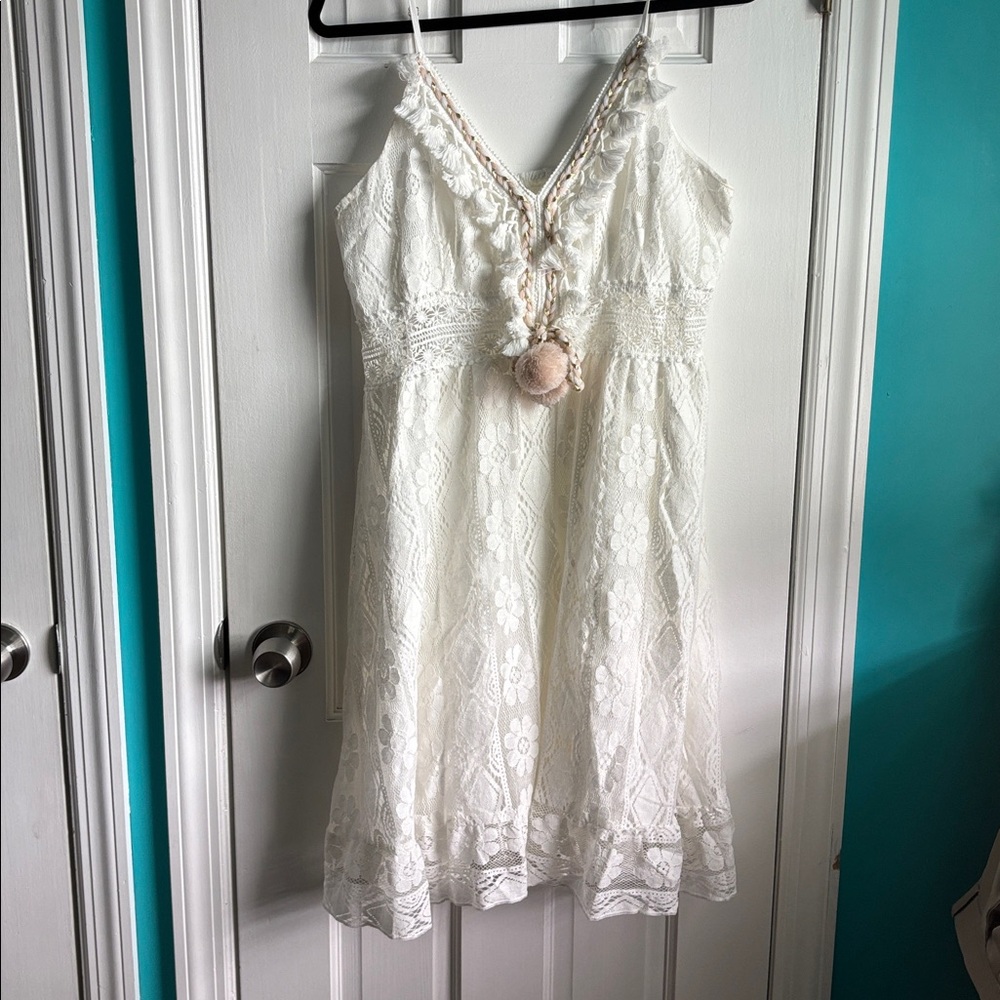 Cupshe White Lace Sleeveless Dress